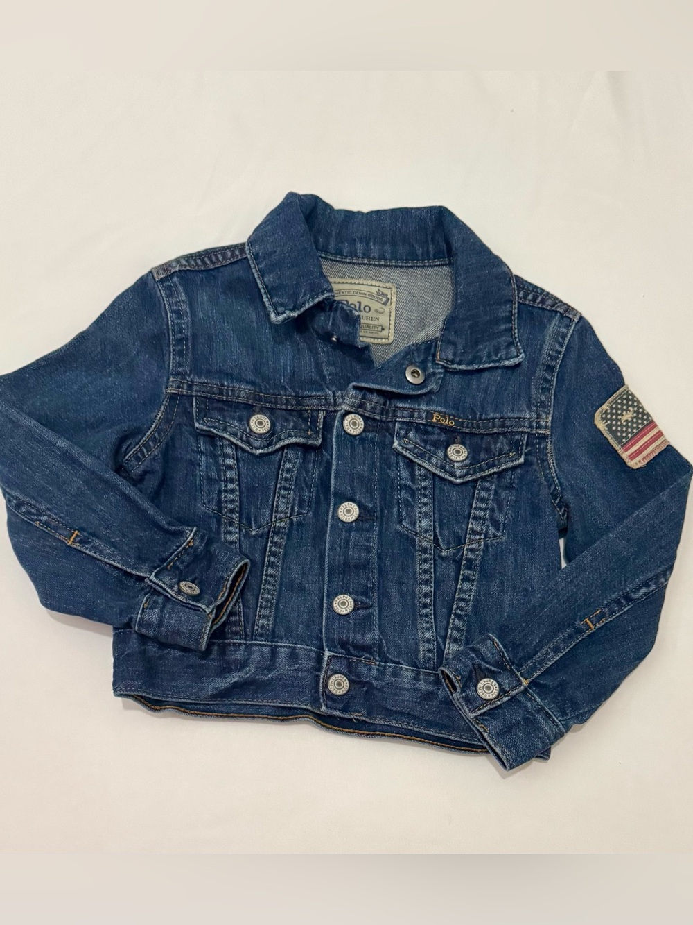 Polo Ralph Lauren American Flag Patch Jean Jacket - Size 3T